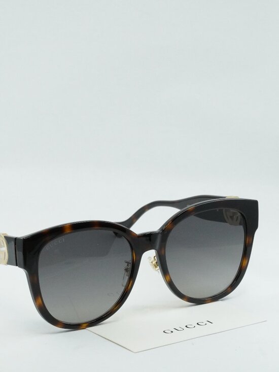 Gucci GG1028SK 007 Cat Eye Sunglasses - Havana / Grey main image 5